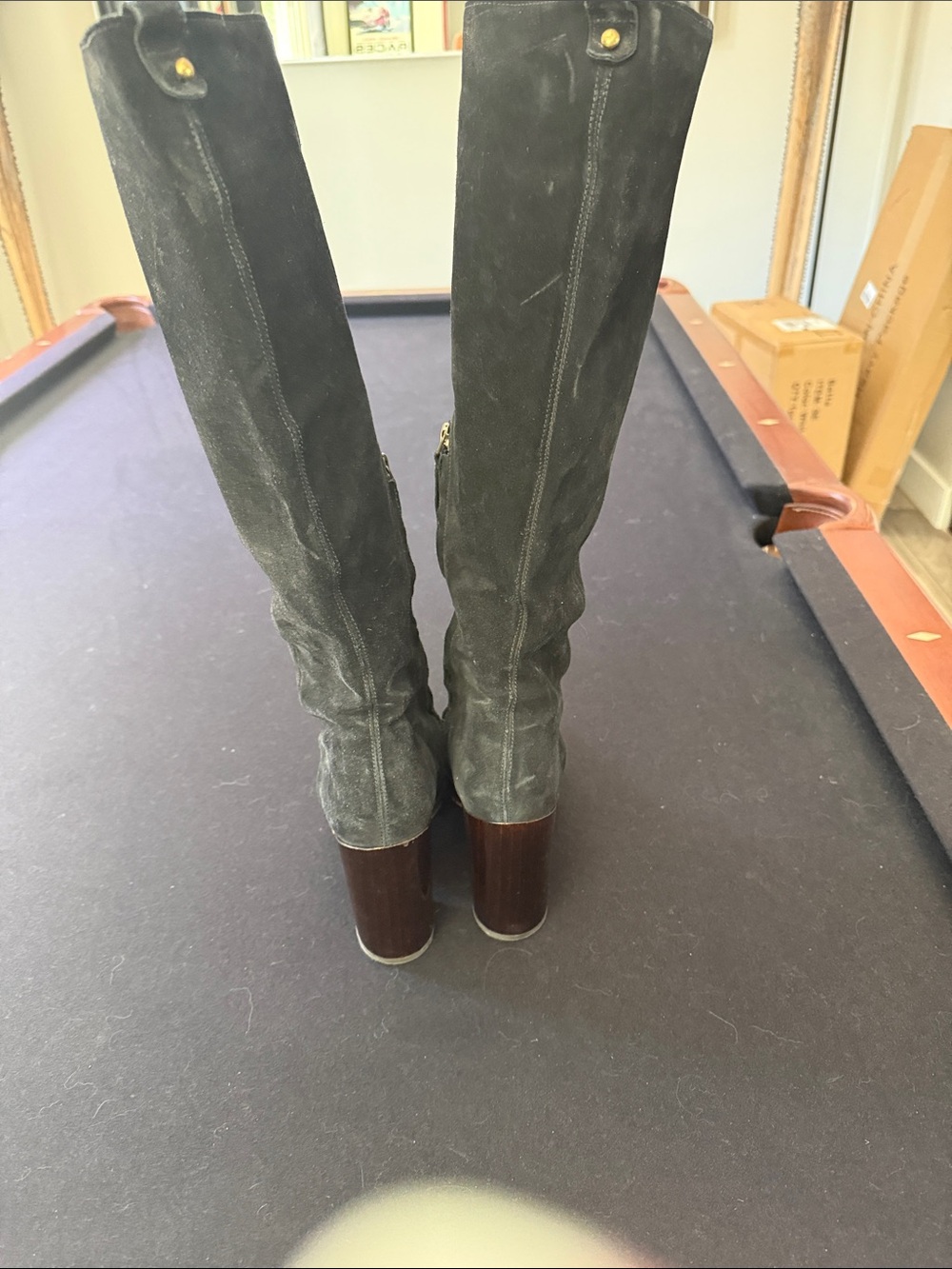 Billy Reid Black Suede Over-The-Knee Boots - Picture 3 of 7